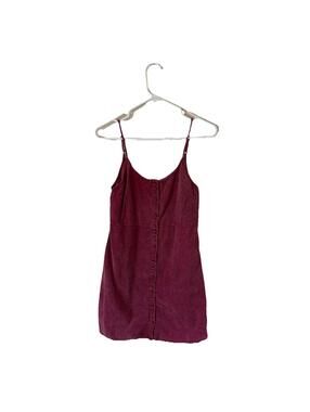 Sadie & Sage Lightweight Washed Cherry Corduroy Button Down Midi Dress Sz Small